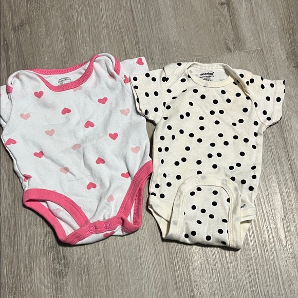 Other - 4/$20 Pink and White Heart & Polka Dot Kids One Pieces